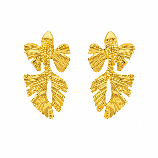 Pendientes Carpa Koi en Plata Dorada