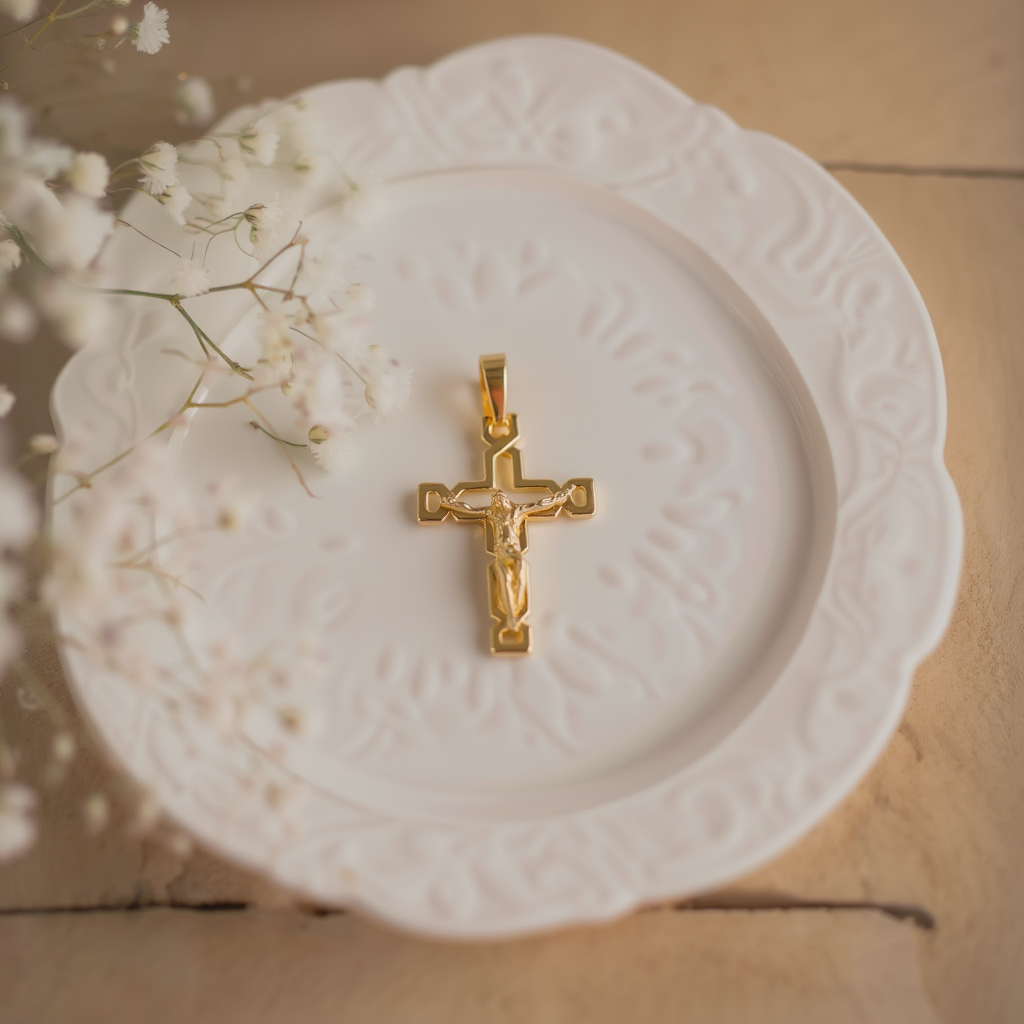 Crucifixo Entrelaçado em Ouro 19kl (3.52cm)