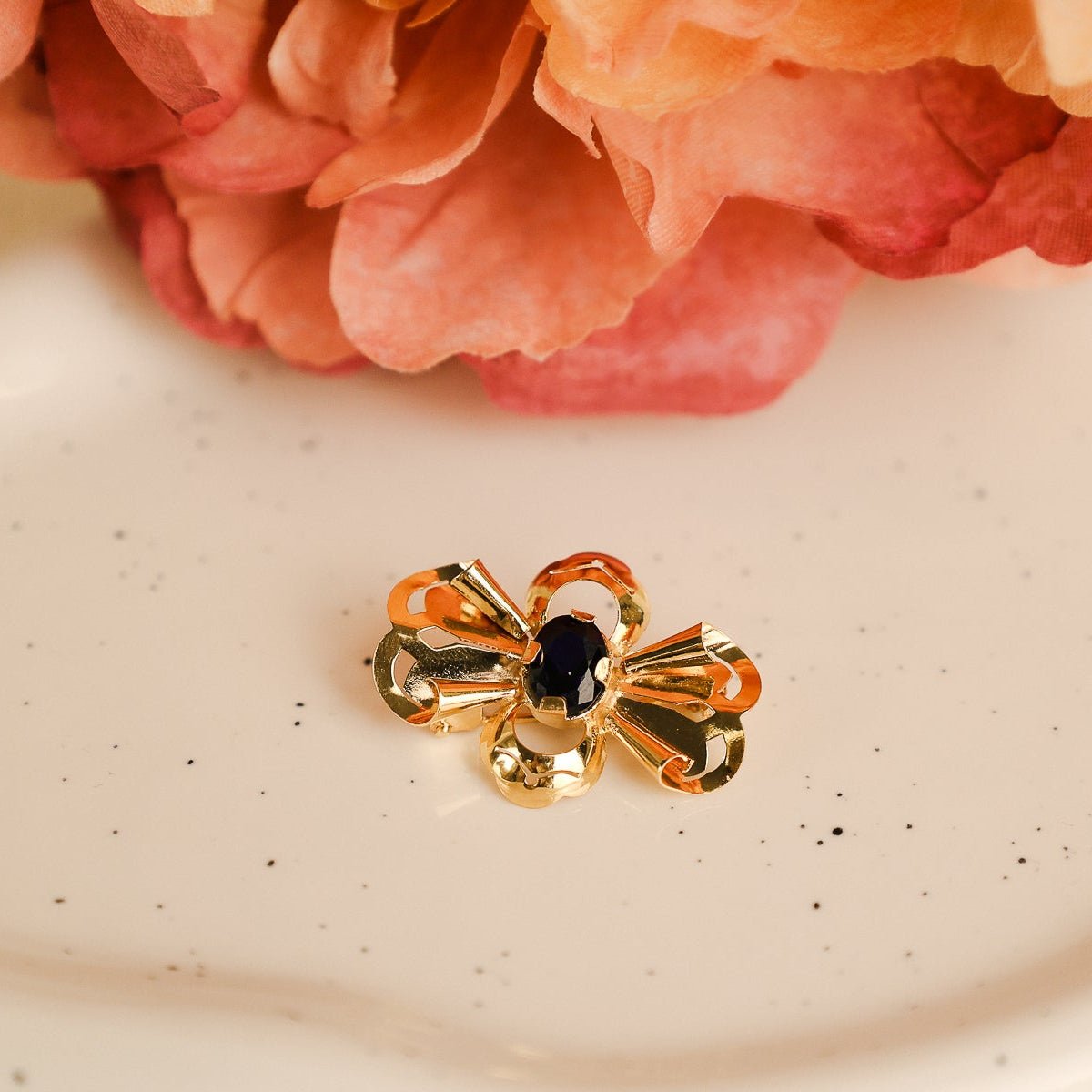 Alfinete em Ouro 19kl com Safira - Loja do Ouro