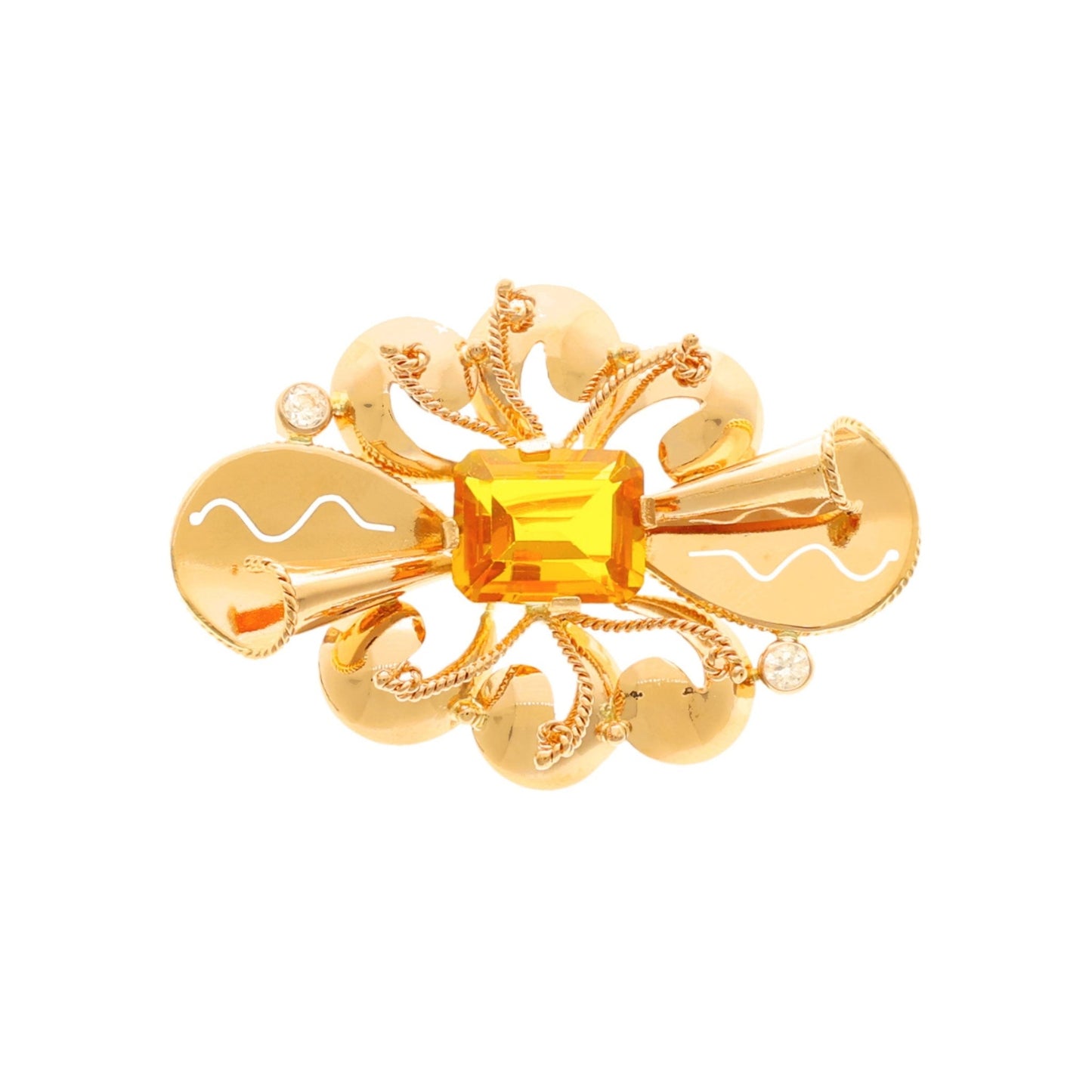 Alfinete em Ouro 19kl com Safira Amarela - Loja do Ouro