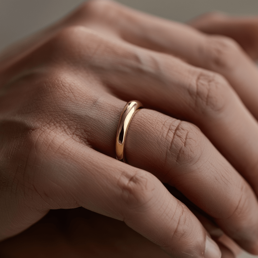 Aliança Meia Cana Amendoada em Ouro 19kl - 3mm (T30) - Loja do Ouro