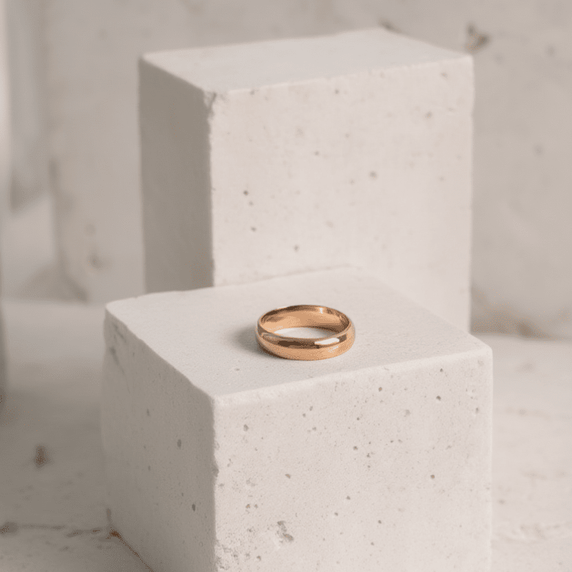 Aliança Meia Cana Amendoada em Ouro 19kl - 5mm - Loja do Ouro