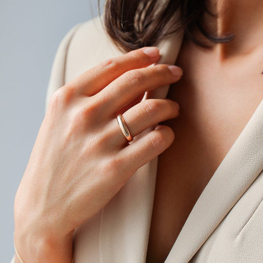 Aliança Meia Cana em Ouro 19kl - 4mm - Loja do Ouro