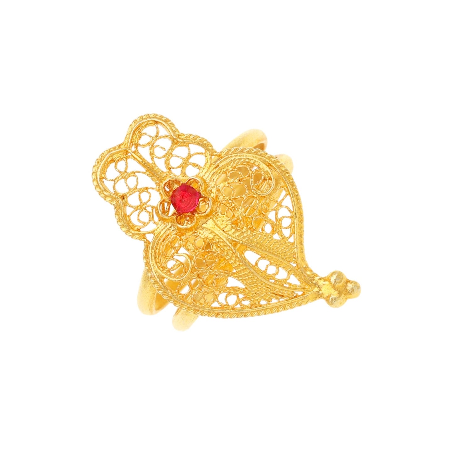 Anel Coração de Lisboa em Prata Dourada - Loja do Ouro