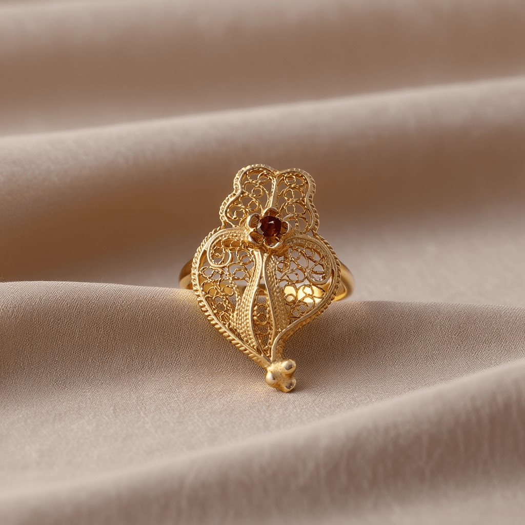 Anel Coração de Lisboa em Prata Dourada - Loja do Ouro