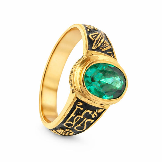Anel de Curso Solicitadoria e Mediação em Ouro 19kl com Zircónia Verde (T15) - Loja do Ouro