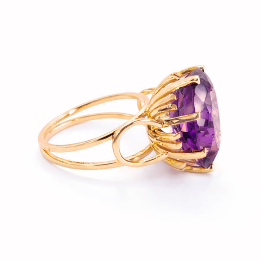 Anel em Ouro 19 kl com Ametista (T16) - Loja do Ouro