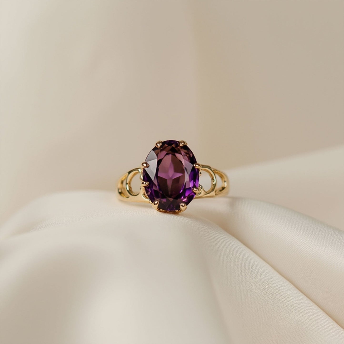 Anel em Ouro 19 kl com Ametista (T16) - Loja do Ouro