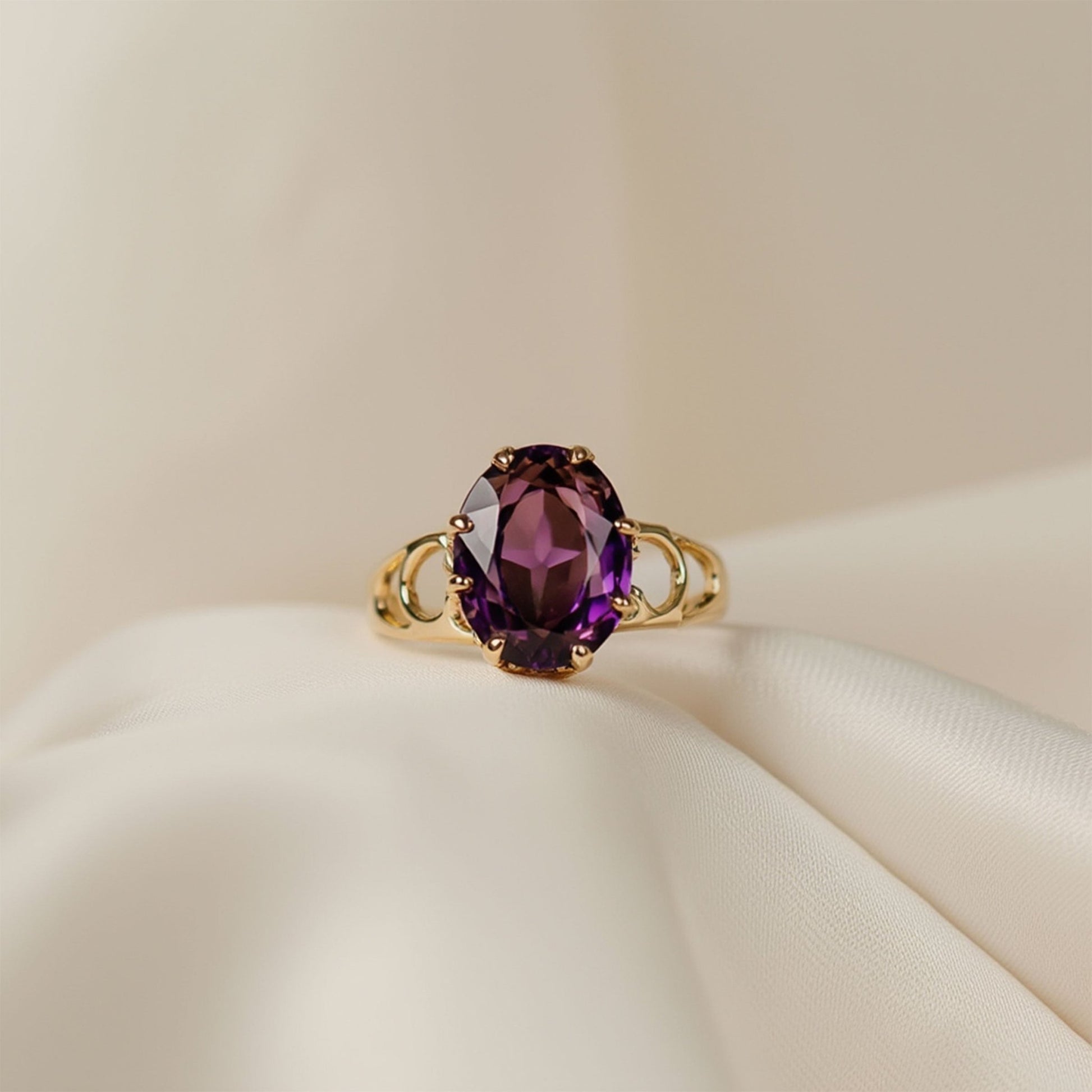 Anel em Ouro 19 kl com Ametista (T16) - Loja do Ouro