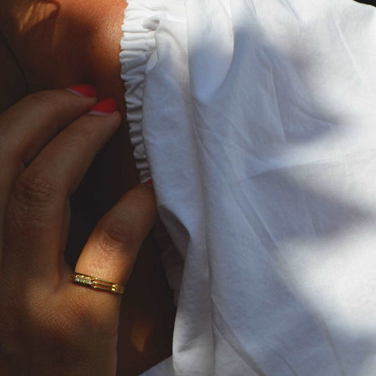 Anel em Ouro 19kl com Diamantes (T15) - Loja do Ouro