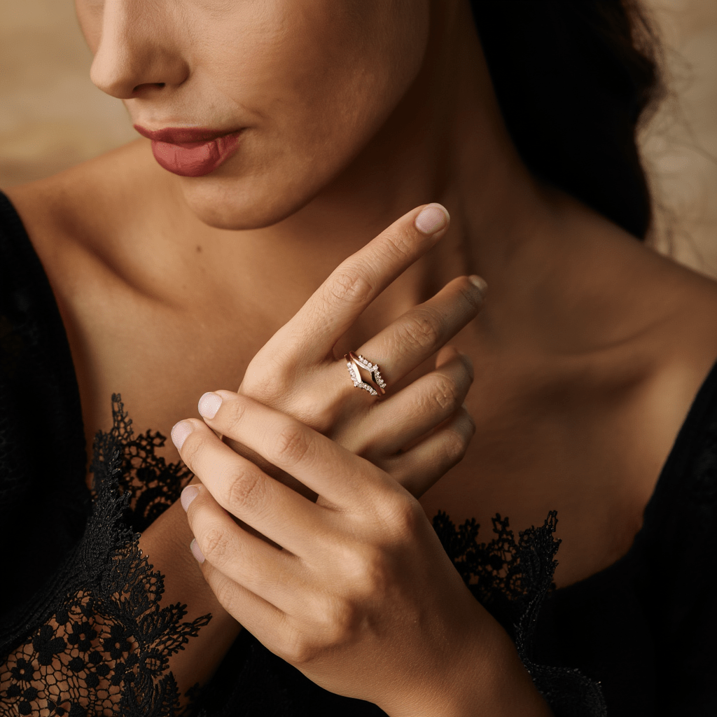 Anel em Ouro 19kl com Dupla Tiara de Diamantes (T17) - Loja do Ouro