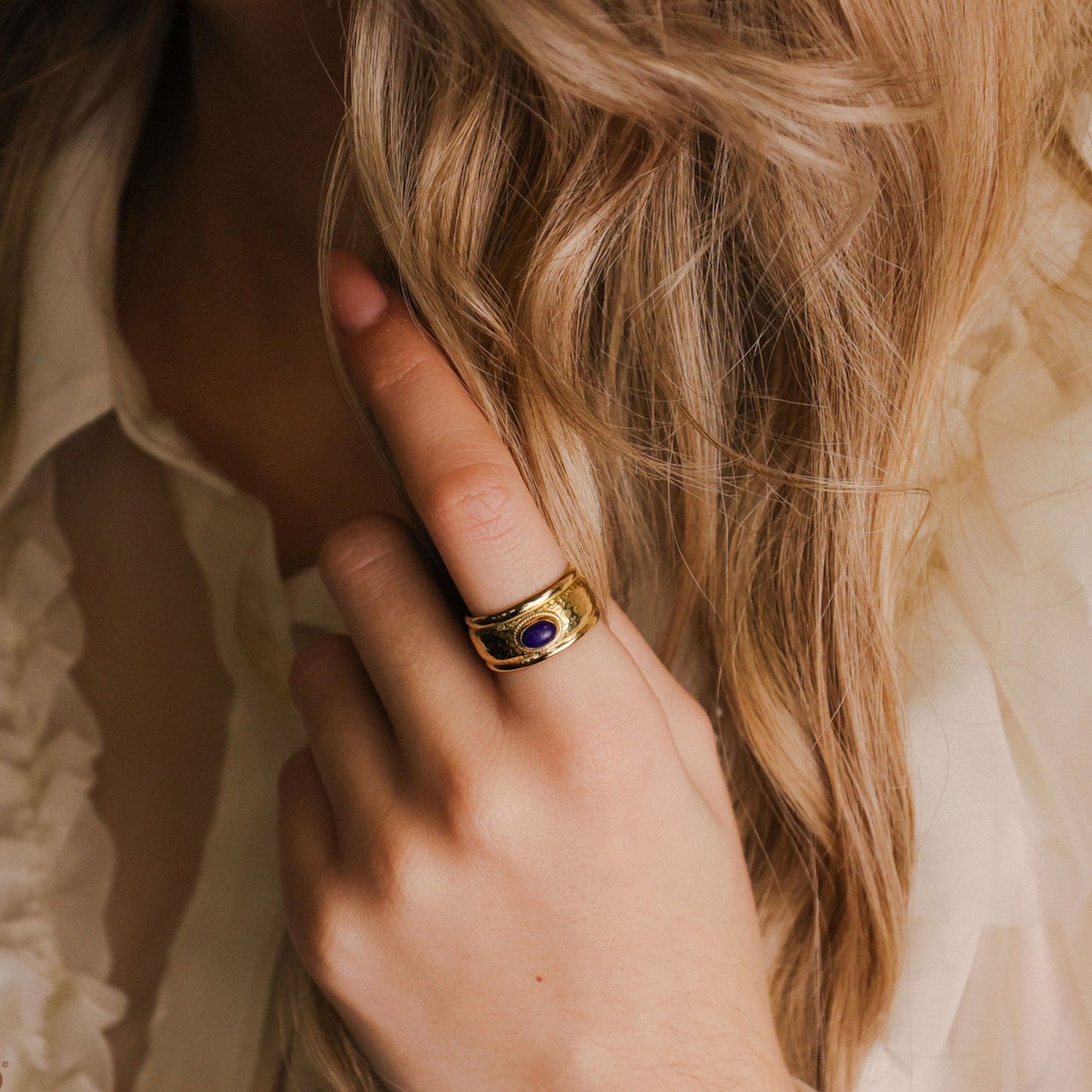 Anel em Ouro 19kl com Lápis - Lazuli (T12) - Loja do Ouro