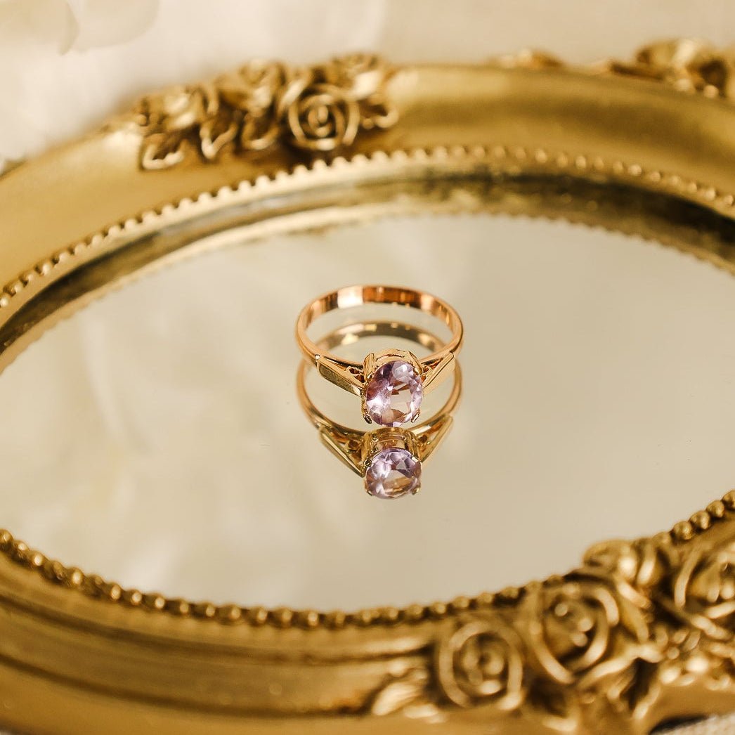 Anel em Ouro 19kl com Quartzo Lilás (T11) - Loja do Ouro