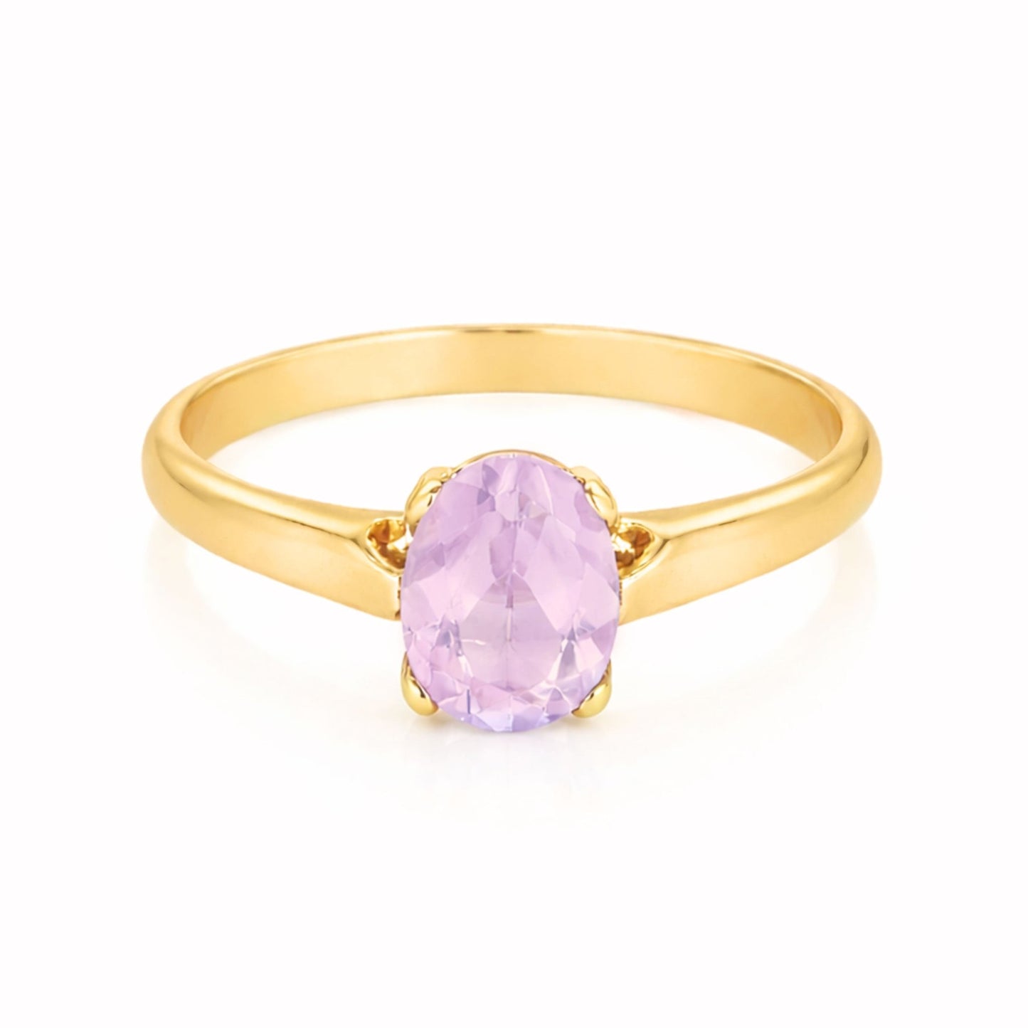 Anel em Ouro 19kl com Quartzo Lilás (T11) - Loja do Ouro