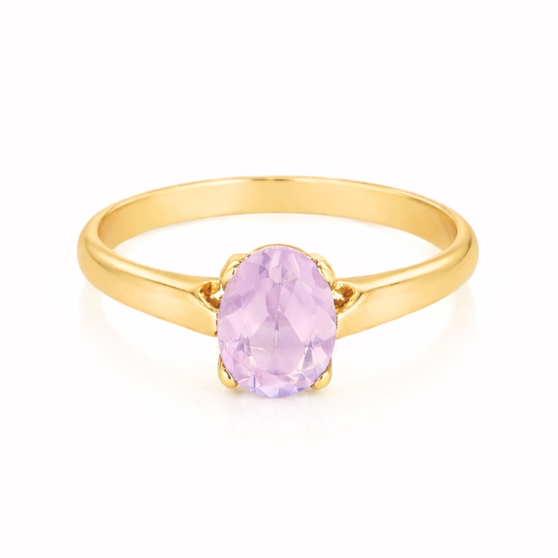 Anel em Ouro 19kl com Quartzo Lilás (T11) - Loja do Ouro