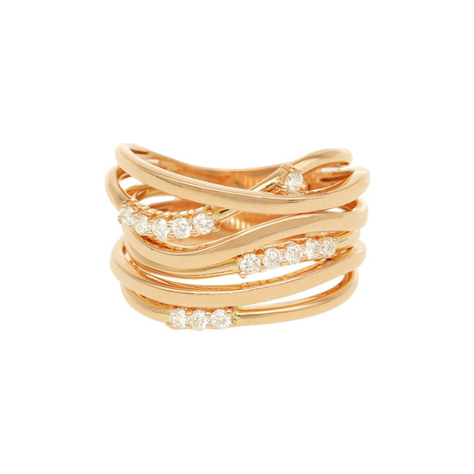 Anel em Ouro 19kl com Seis Fiadas e Diamantes (T18) - Loja do Ouro