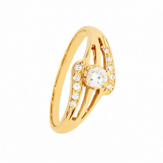 Anel em Ouro 19kl com Zircónias (T12) - Loja do Ouro