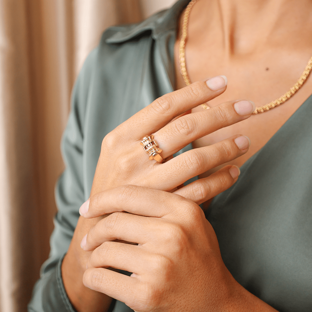 Anel em Ouro 19kl Formato Laço com Rubi (T17) - Loja do Ouro