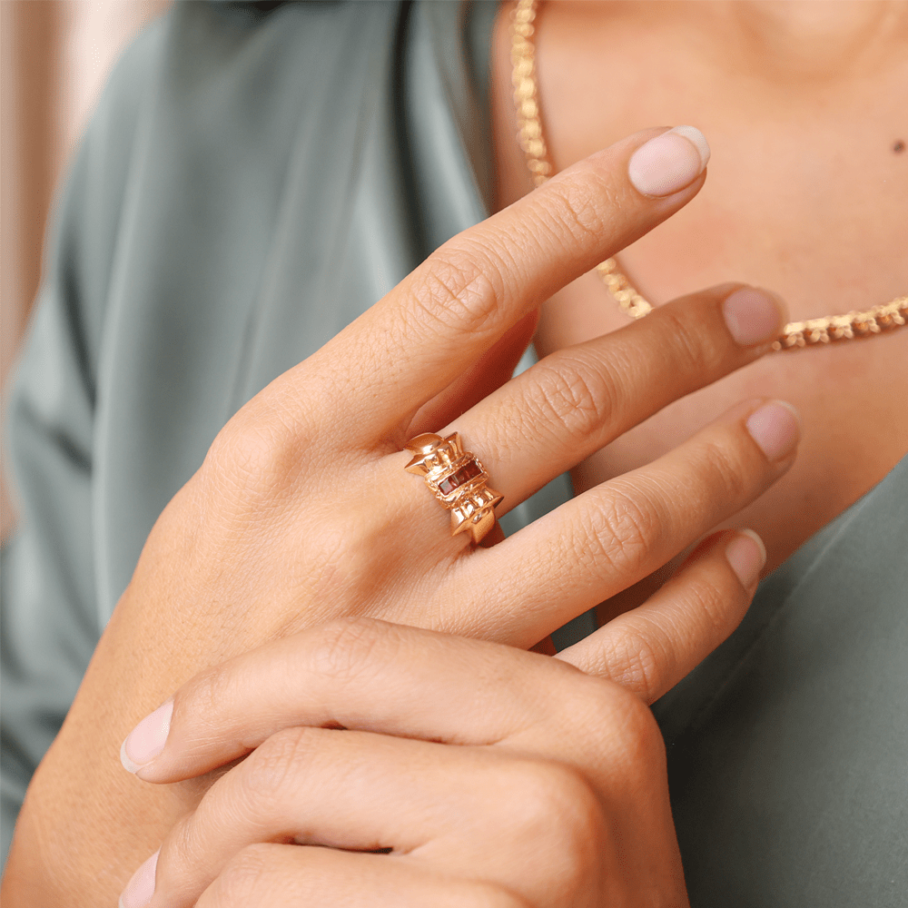 Anel em Ouro 19kl Formato Laço com Rubi (T17) - Loja do Ouro