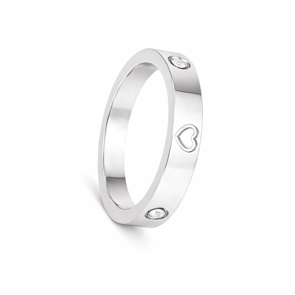 Anel em Prata com Corações e Zircónias - Loja do Ouro