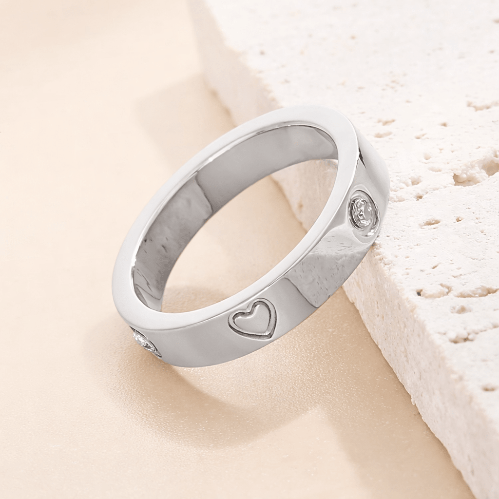 Anel em Prata com Corações e Zircónias - Loja do Ouro