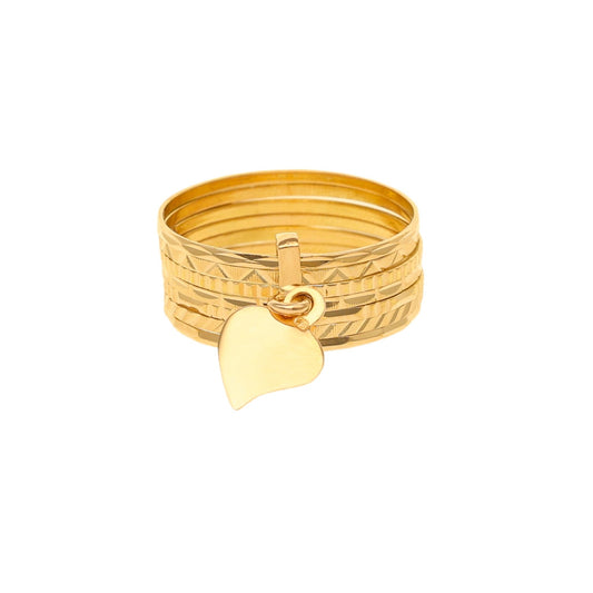 Anel Sete Escravas em Ouro 19kl com Coração (T10) - Loja do Ouro