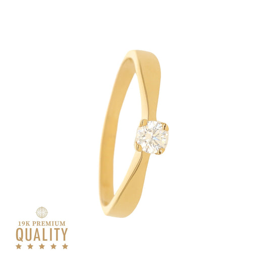 Anel Solitário em Ouro 19kl com Zircónia - Loja do Ouro