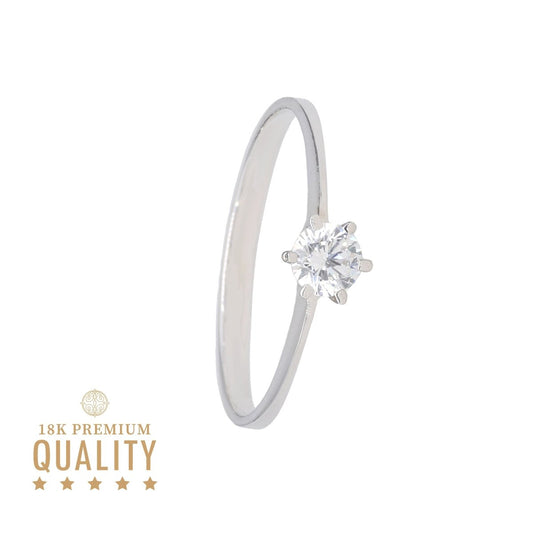 Anel Solitário Lady Bella em Ouro Branco 18kl com Zircónia - Loja do Ouro