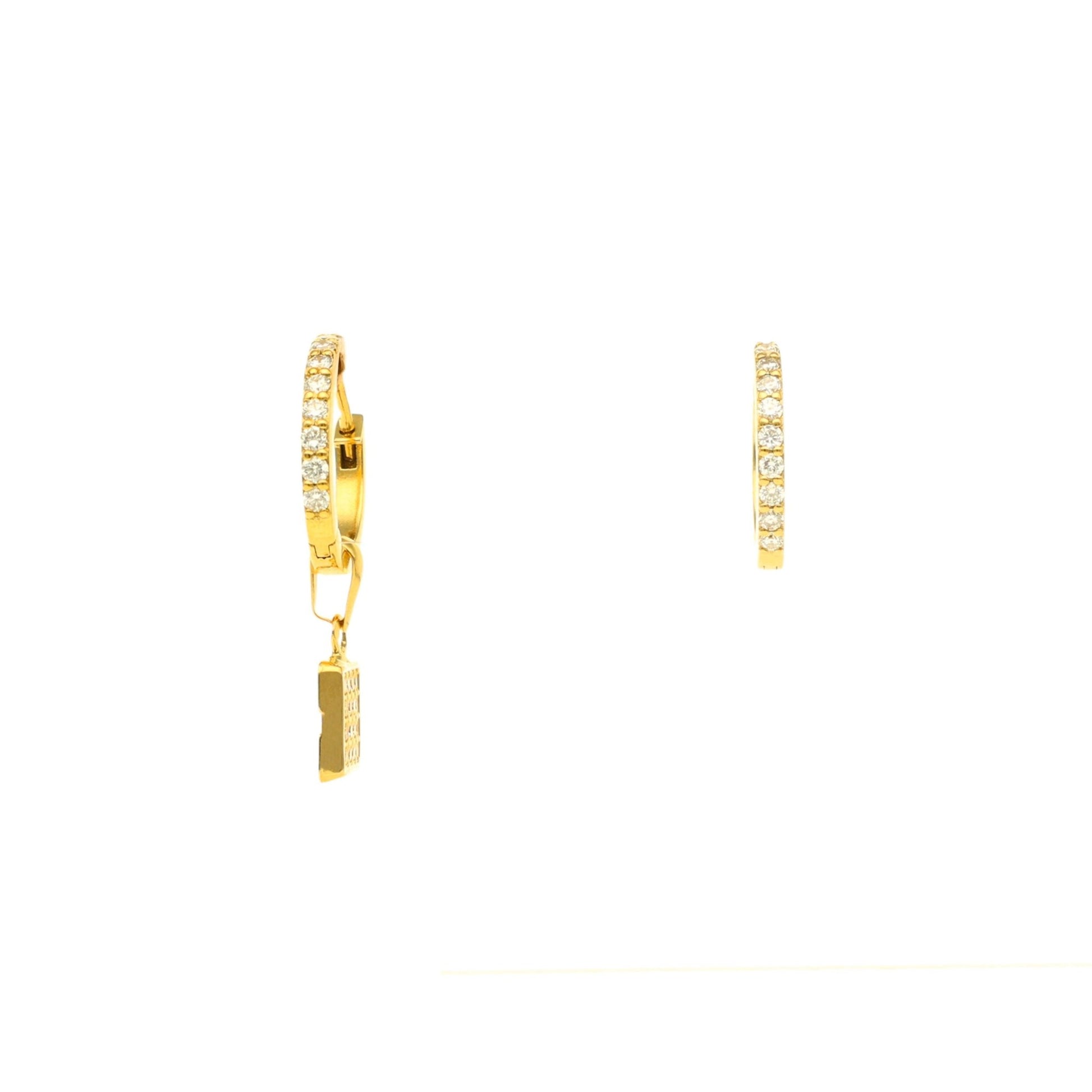 Argolas em Ouro 19kl com Pendente Quadrado e Zircónias (1.5cm) - Loja do Ouro