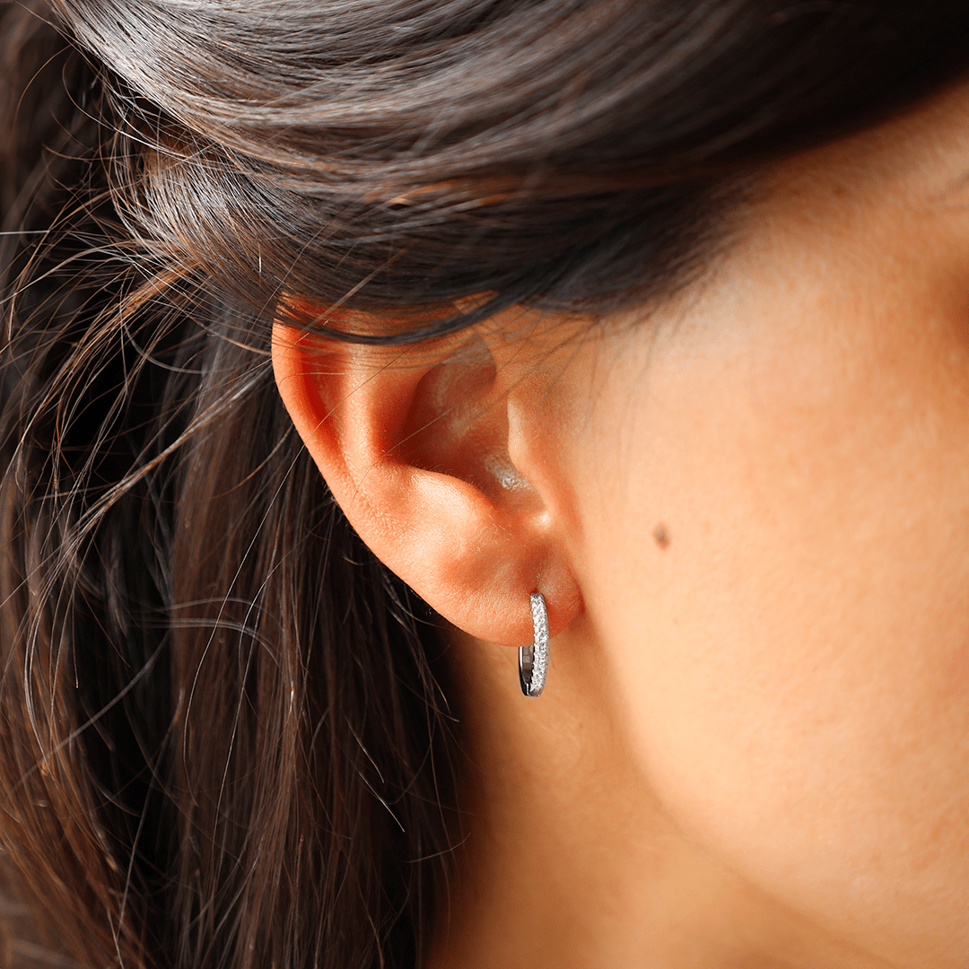 Argolas em Prata com Zircónias (1.4cm) - Loja do Ouro