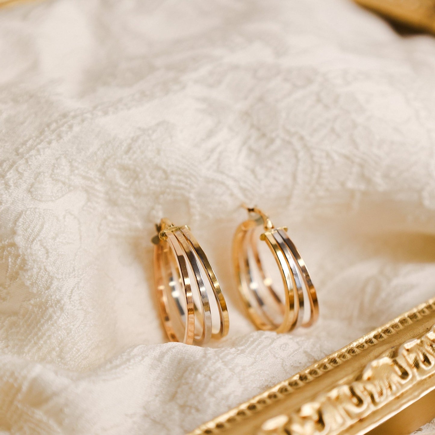 Argolas Tricolor em Ouro 19kl - Loja do Ouro