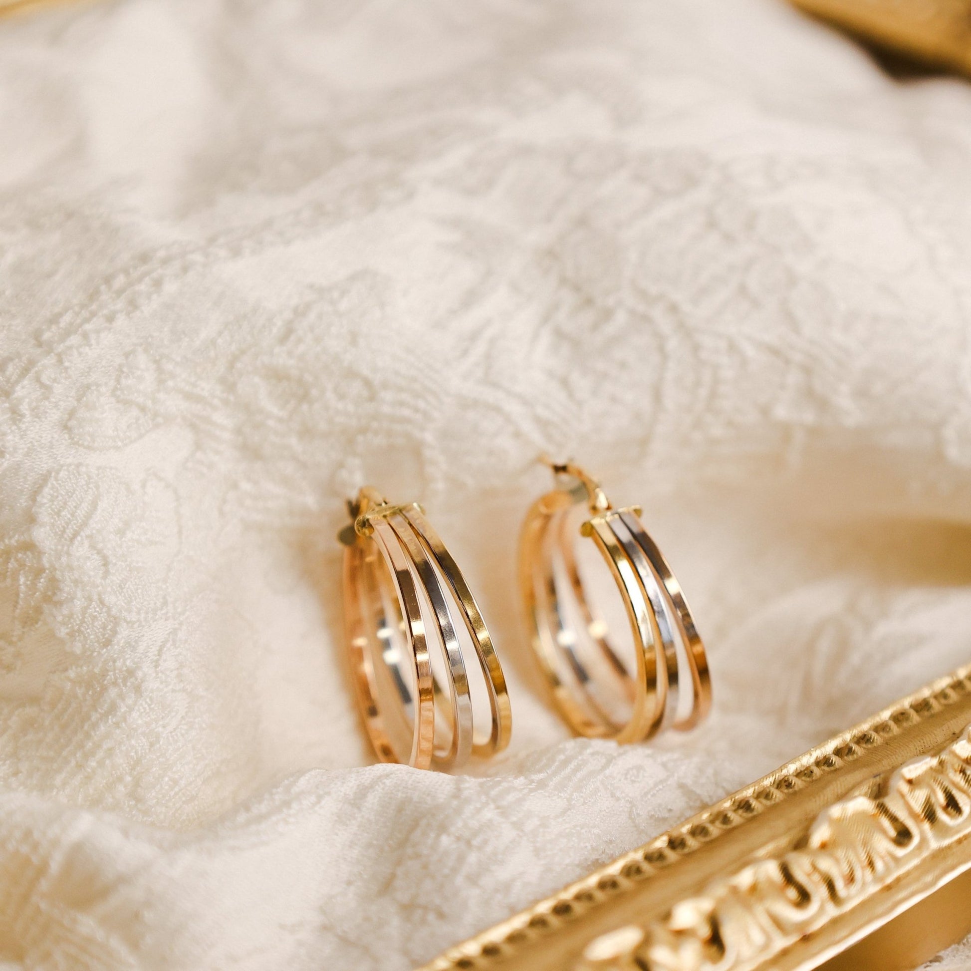 Argolas Tricolor em Ouro 19kl - Loja do Ouro