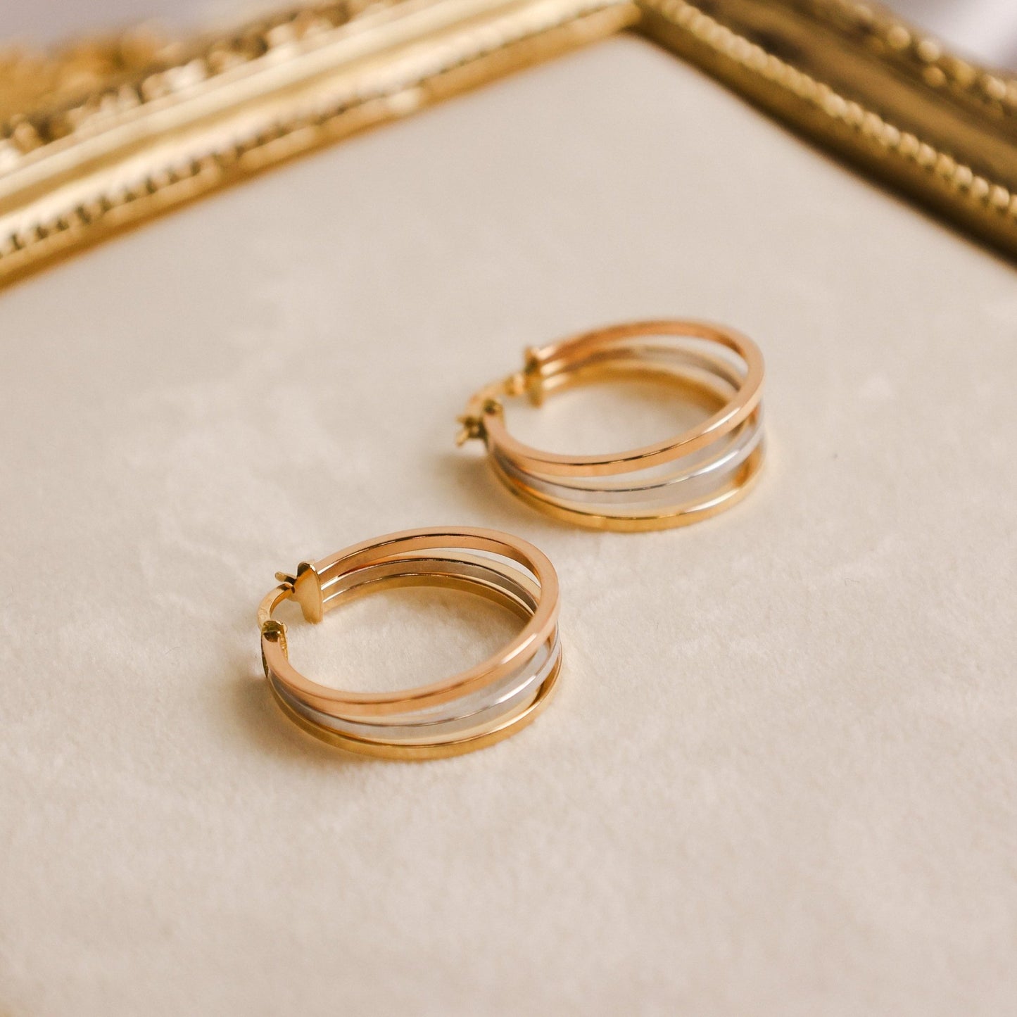 Argolas Tricolor em Ouro 19kl - Loja do Ouro