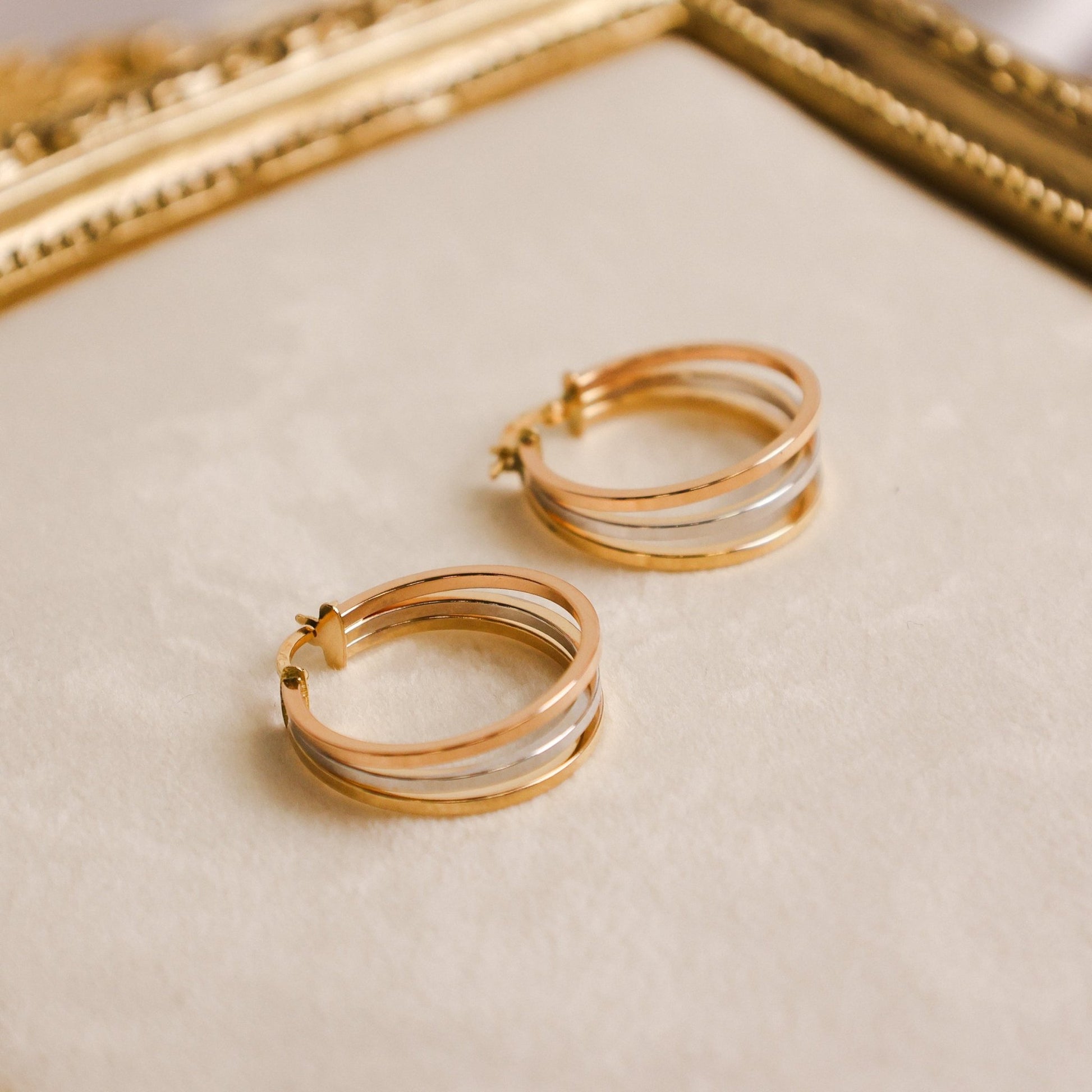 Argolas Tricolor em Ouro 19kl - Loja do Ouro