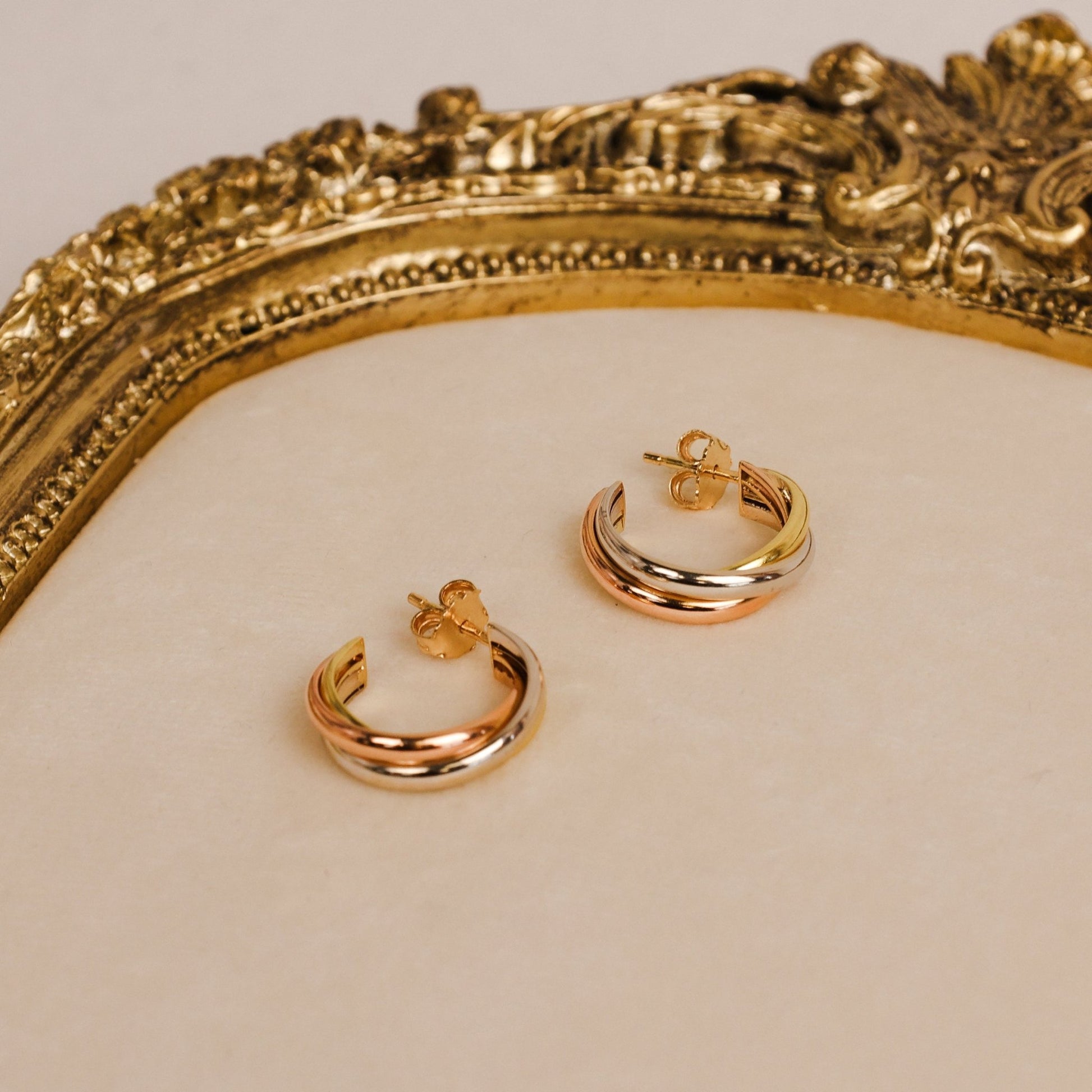 Argolas Tricolor em Ouro de 19kl - Loja do Ouro