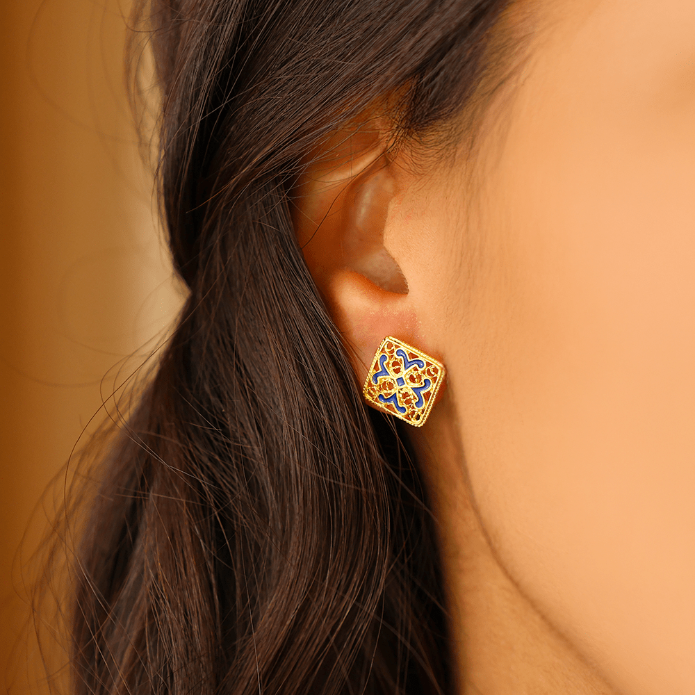 Brincos Alma de Lisboa em Prata Dourada - Loja do Ouro