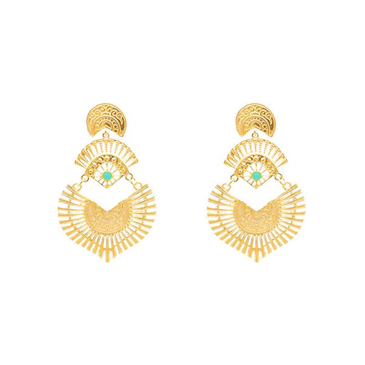 Brincos Aurora em Prata Dourada e Pérola Aqua - Loja do Ouro