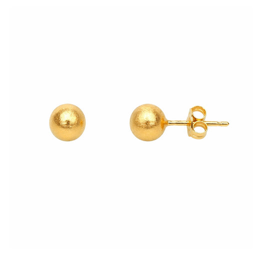 Brincos Bola Escovada em Ouro 19kl (6mm) - Loja do Ouro