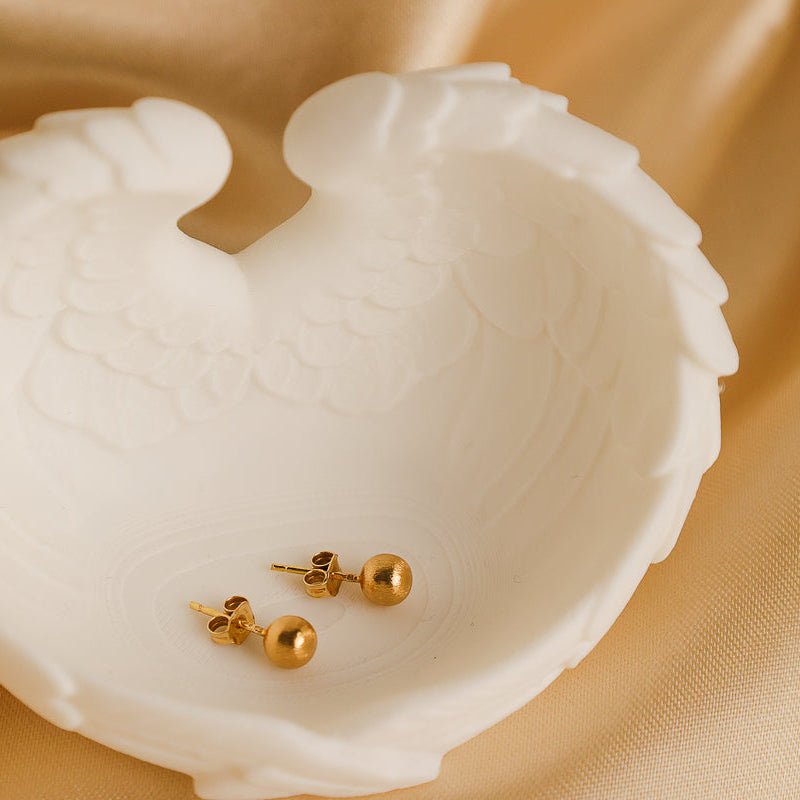 Brincos Bola Escovada em Ouro 19kl (6mm) - Loja do Ouro