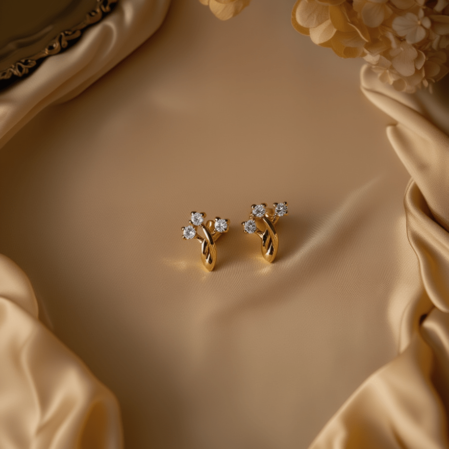 Brincos Bouquet em Ouro 19kl com Zircónias - Loja do Ouro