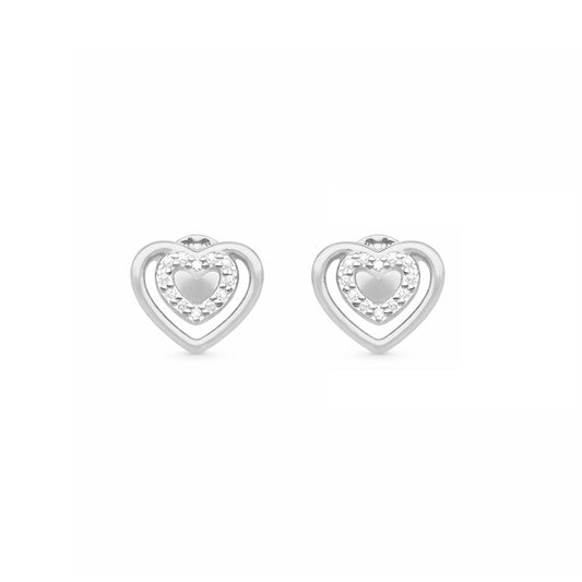 Brincos Coração em Prata com Zircónias - Loja do Ouro
