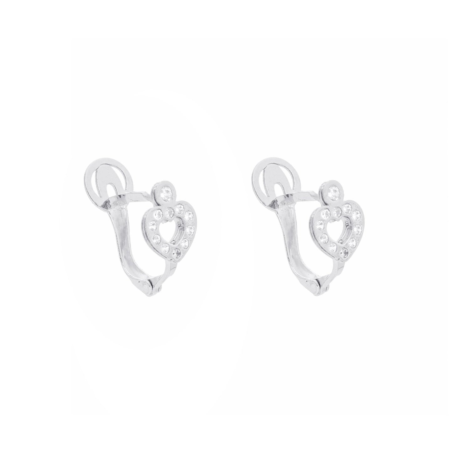 Brincos em Prata com Coração e Zircónias - Loja do Ouro