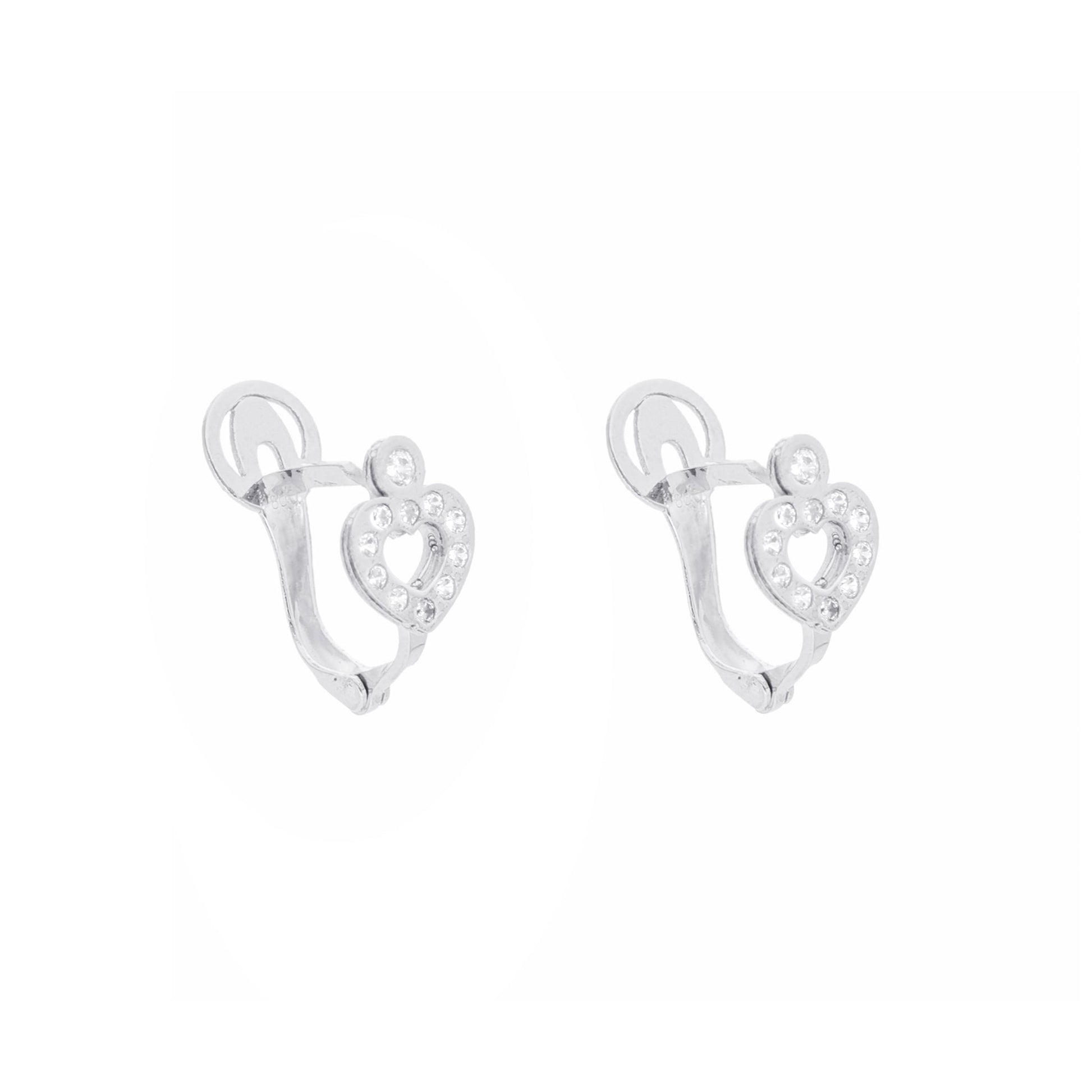 Brincos em Prata com Coração e Zircónias - Loja do Ouro