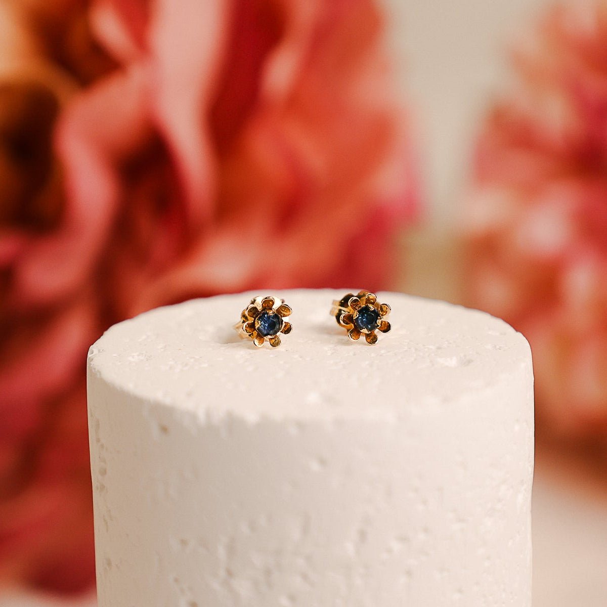 Brincos Flor em Ouro 19kl com Zircónia Azul - Loja do Ouro