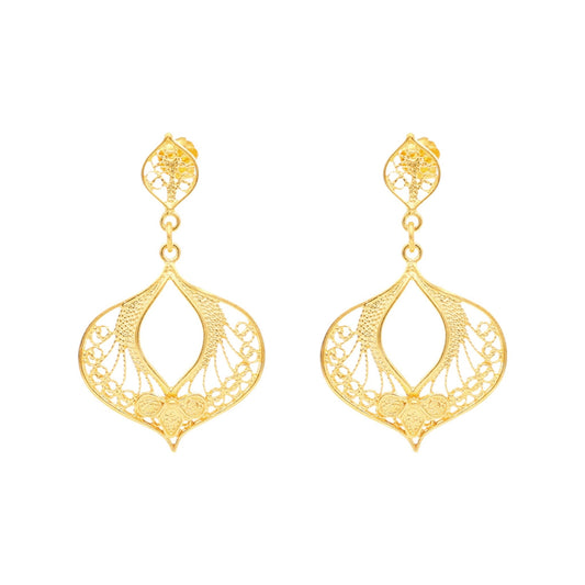 Brincos Guitarra Portuguesa em Prata Dourada - Loja do Ouro