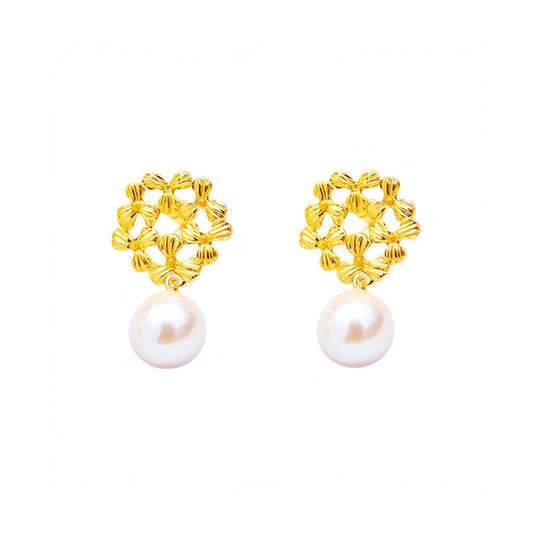 Brincos Hortência em Prata Dourada (4cm) - Loja do Ouro