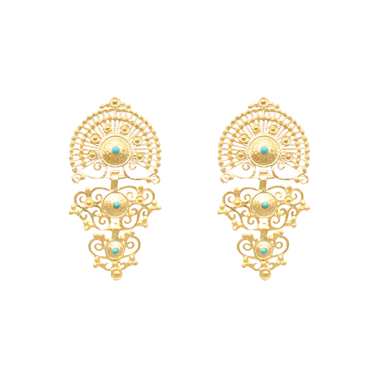 Brincos Luminis em Prata Dourada e Pérola Aqua - Loja do Ouro