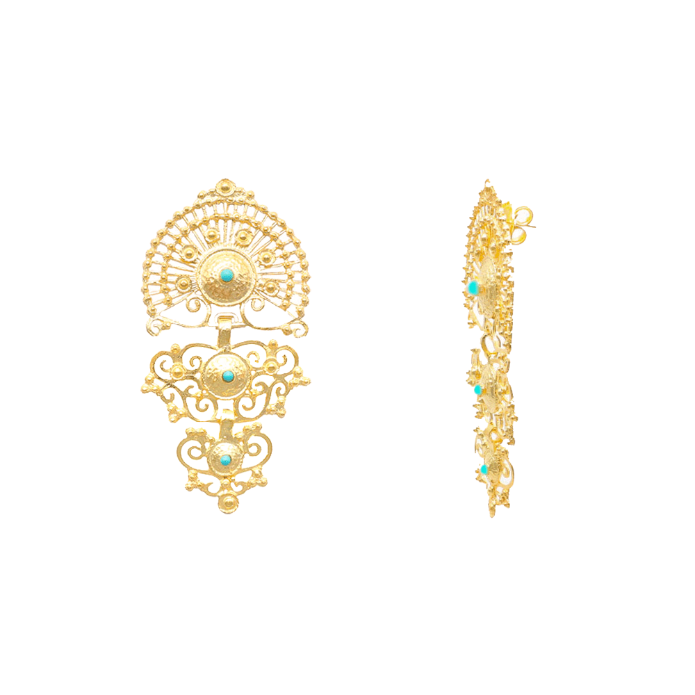 Brincos Luminis em Prata Dourada e Pérola Aqua - Loja do Ouro