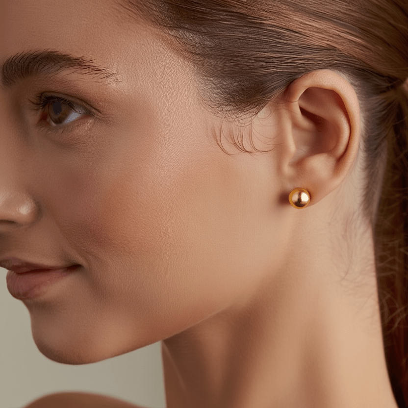 Brincos Meia Bola em Ouro 19kl (1.1cm) - Loja do Ouro