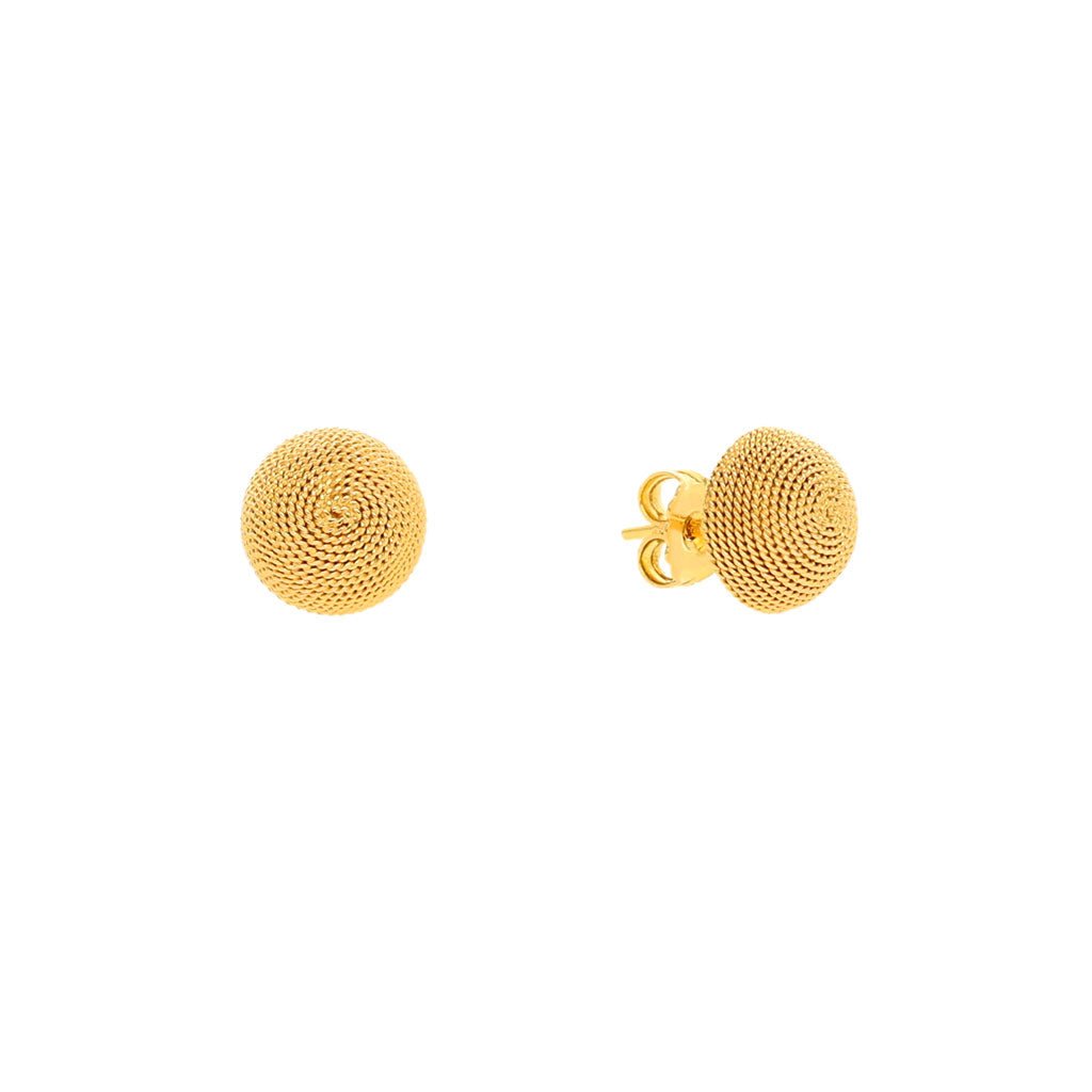 Brincos Meia Bola em Ouro 19kl (1cm) com efeito Corda - Loja do Ouro